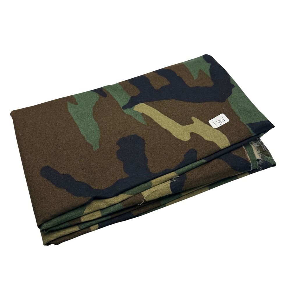 Unbranded Woodland Camouflage Fabric 1 Yard Green Brown Cotton Blend DIY Craft
